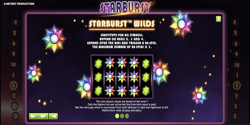 Tính năng wilds trên Starburst Slot